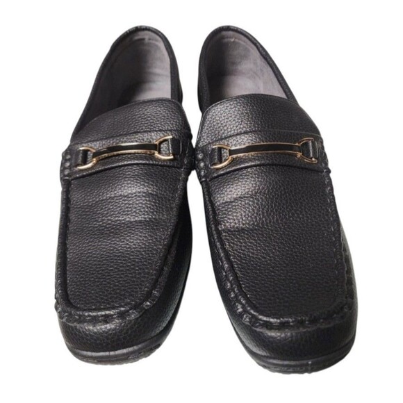 Tim Evans England Black Loafers Size 13 Metal Bit Accent